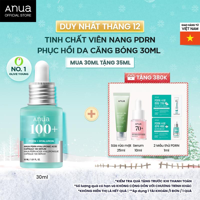 Tinh Chất PDRN Cấp Ẩm Phục Hồi Da Căng Bóng ANUA PDRN Hyaluronic Acid Capsule 100 Serum 30ML