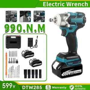 299/599V Electric Cordless Drill Wrench 2 Battery High Power Drill Multifunctional Cordless Screwdriver Power Tools Full Set Machine Metal Elektrik Tanpa Kord Gerudi Mudah Alih