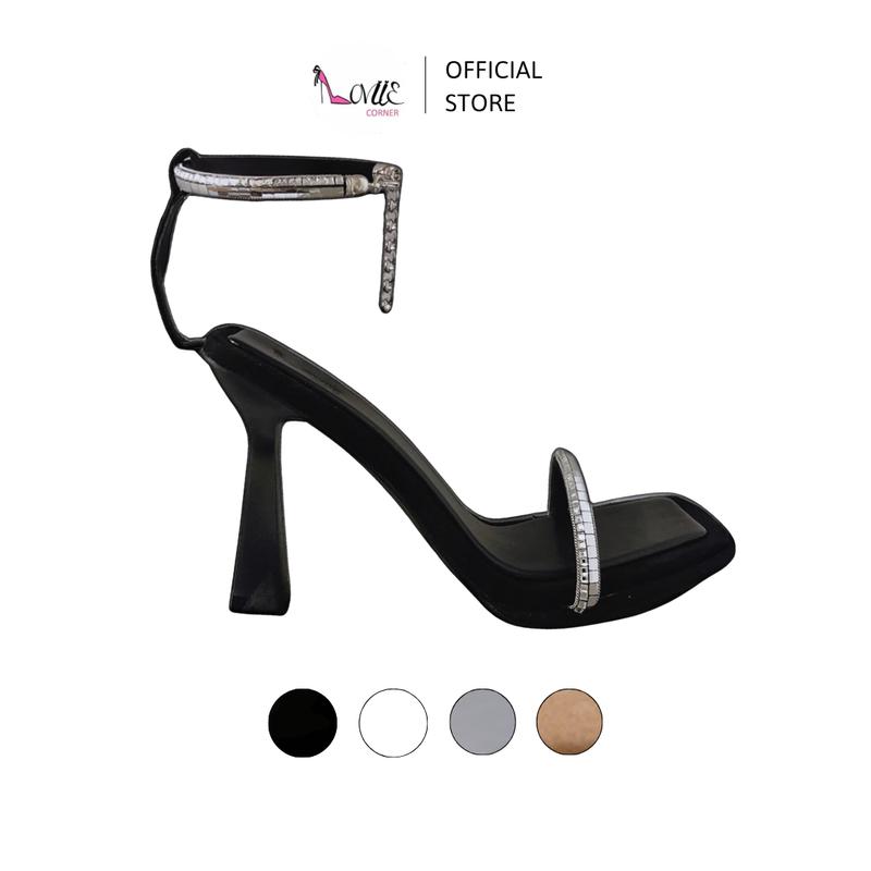 LOVIIECORNER - GIÀY CAO GÓT NỮ MŨI VUÔNG - GIÀY ĐI TIỆC CAO GÓT ĐÍNH ĐÁ HIỆN ĐẠI - SANDAL HẬU CÀI 9 PHÂN GG250213