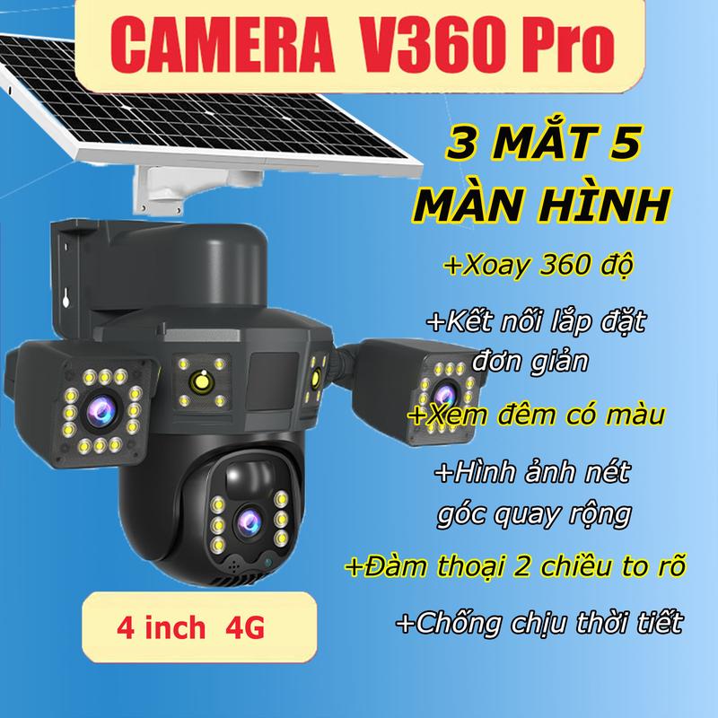 3 MẮT 3 MÀN HÌNH Camera an ninh gia đình ngoài trời 4 inch 4G HD1080P không cần nguồn điện và mạng