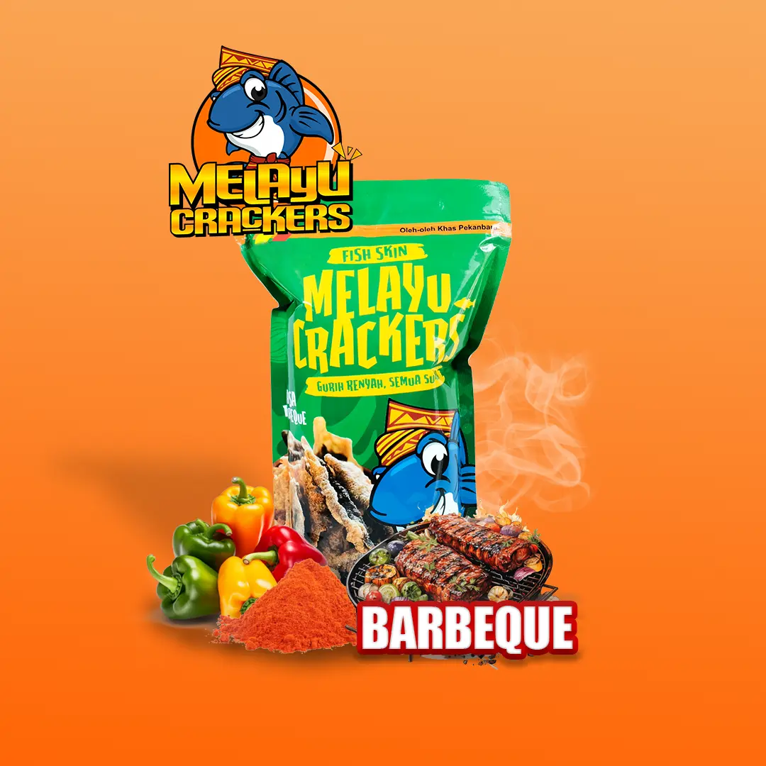 Kerupuk kulit ikan patin melayu crackers rasa barbeque | kerupuk kulit ikan patin | oleh-oleh | Khas Melayu