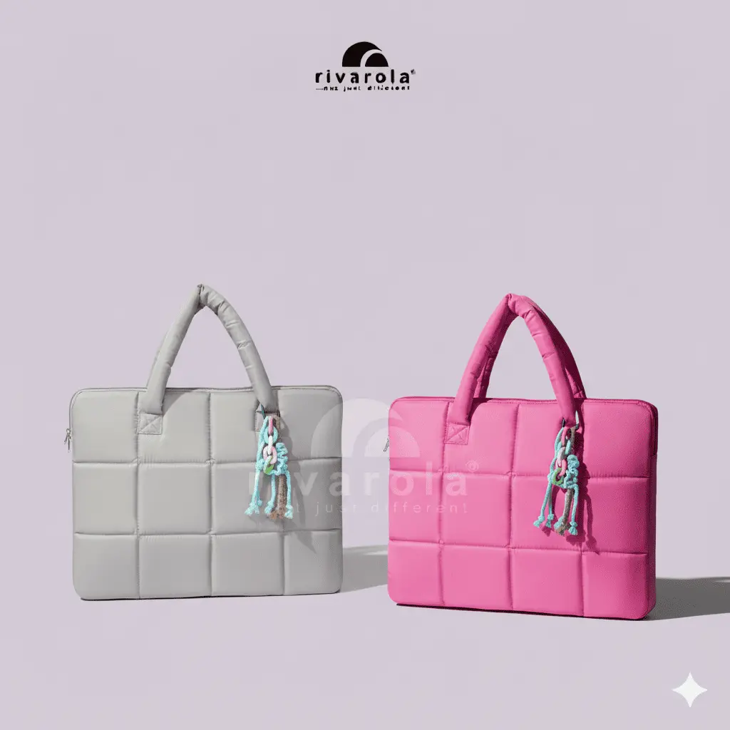 Tas laptop puffy style totebag pelindung laptop 14-15 inch