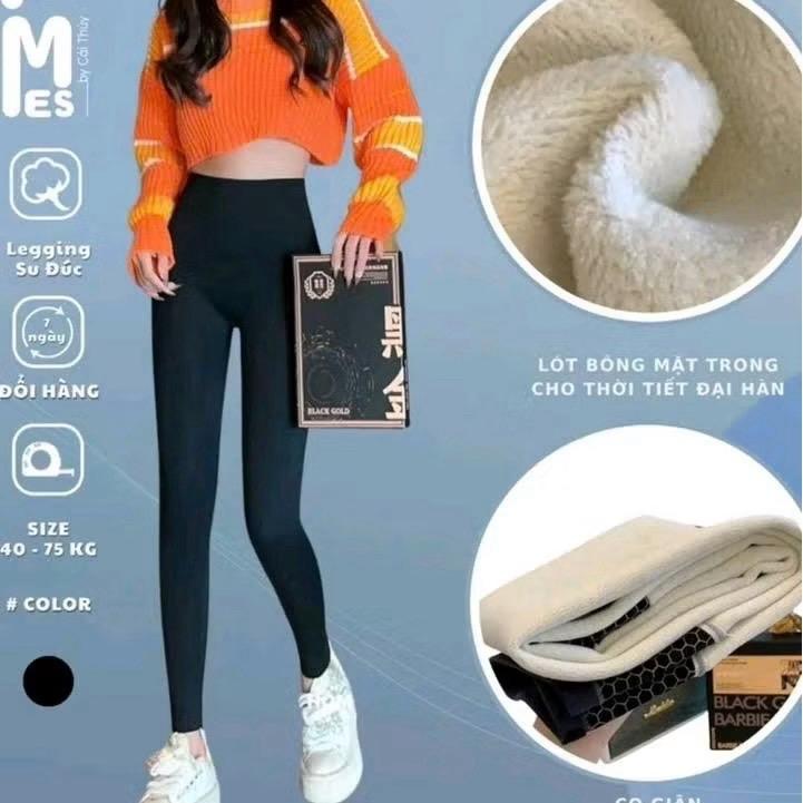 Quần legging 10.0 lót lông Dê lụa nữ thu đông 2024 mới cao cấp Loại 1 gen bụng nâng mông quần Voi