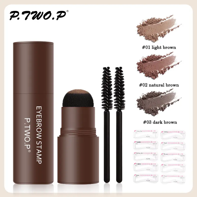 P.TWO.P Eyebrow Eyebrow Stamp Stencil Kit Waterproof Long Lasting Eyebrow Stamp With 10 Reusable Eye Makeup Color Powder ceta kanal