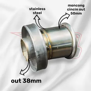MONCONG CINCIN KNALPOT OUT 38MM & CINCIN LUAR 50MM UKURAN TABUNG 3 INCHI STAINLESS STEEL SAMLONG SALEMBA STANDART RACING ALL MOTOR MATIC Cover Knalpot Moncong Ujung Belakang Motorcycle