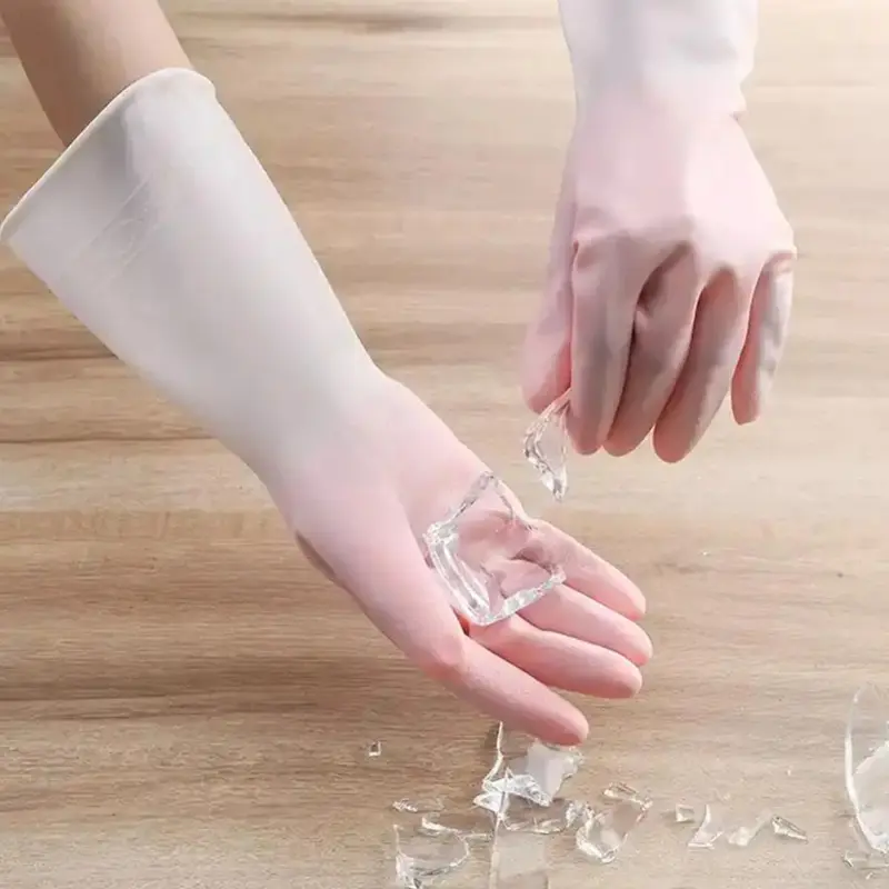 Găng tay làm sạch gia đình, chất liệu PVC mới, chống trượt, chống mài mòn, thích hợp cho nhà bếp và rửa chén, bền, găng tay cao su không thấm nước 3