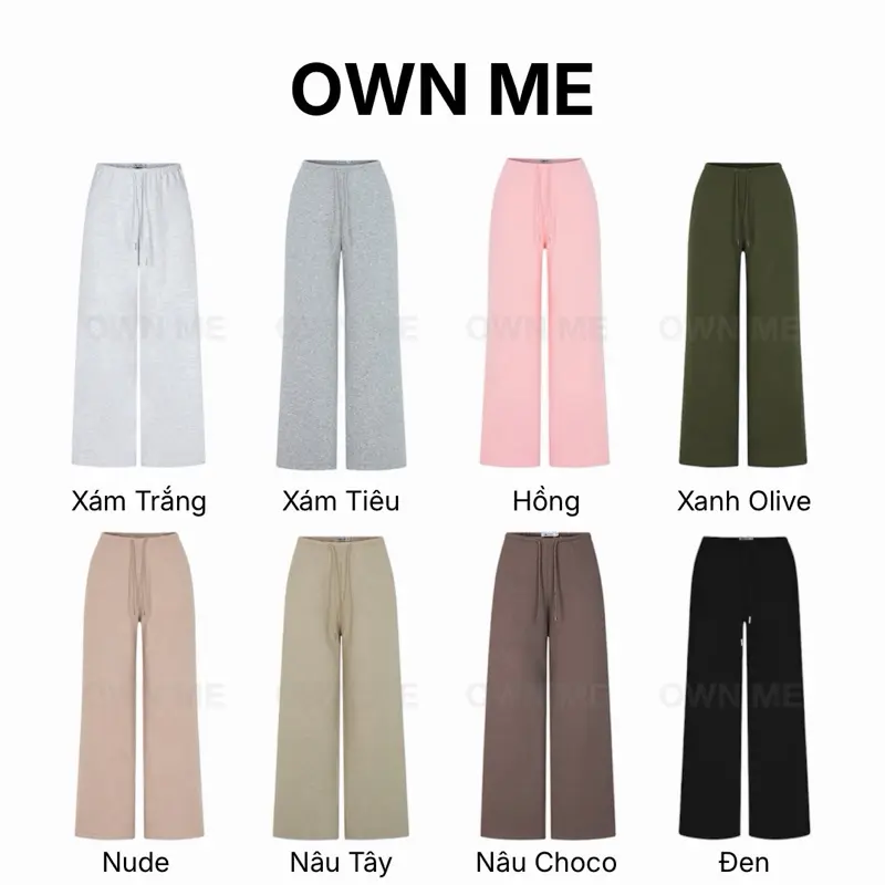 [MẶC HÈ] Quần Dài Nỉ Chân Cua Cạp Thun Nhỏ Ống Suông - OWN ME