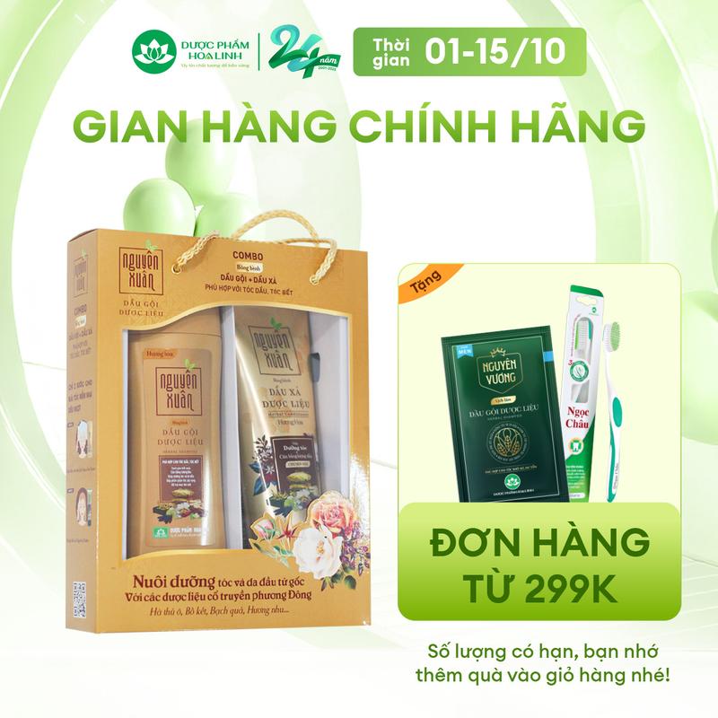 Combo Dầu gội 200ml và Dầu xả 150ml Nguyên Xuân bồng bềnh _ Dành cho tóc dầu bết