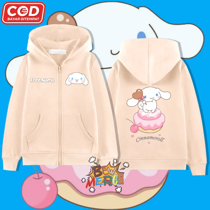 Hoodie Zipper Anak Cinnamorol / Jaket Resleting Cinnamorol Sweater Fashion 3