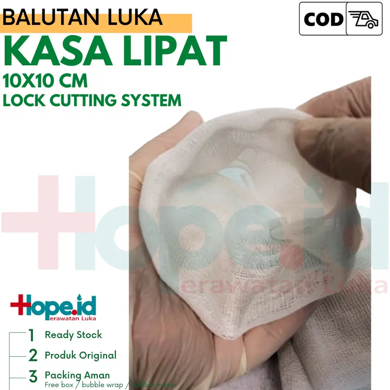 Kasa Lipat ukuran 10x10 cm isi 10 pcs dengan lipatan lock cutting system untuk rawat luka 3