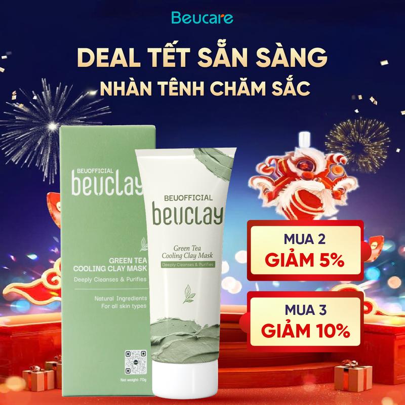  Mặt Nạ Đất Sét BEUCLAY 70g - Giúp Ngăn Ngừa Sợi Bã Nhờn & Giảm Mụn Với Trà Xanh & Vitamin E Kem Face Skincare mask set bùn - TDMN11 