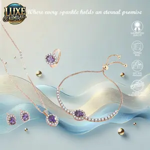 Royale S04 Diskon Paket Kalung Tangan Couple Elegan Cantik Kombo Carat Adjustable Berkualitas Tinggi Dengan Desain Yang Elegan wanita Couple wedding Pasangan Cowo Pria Anti Karat Luntur Berubah Garansi 1 Tahun Cincin Anting COD