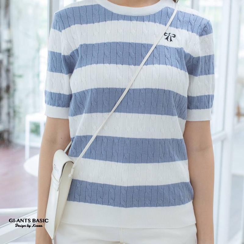 Baju Rajut Korea Style Wanita Lengan Pendek Giant Basic GI458 Knit Top Bkk Import Bangkok 5