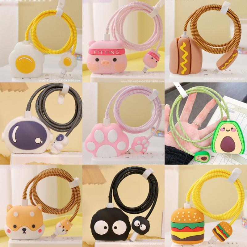 Product Introduction of 4pcs/set Silicone Charging Cable Protector Cute Cartoon Case For phone Charger Protector Cover 17