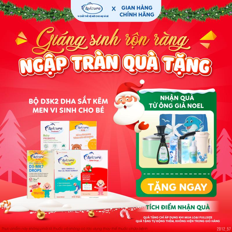  Combo từ sơ sinh - Sắt D3MK7 DHA Kẽm Men - Avisure DHA 30ml lọ Avisure Safoli Drop 30ml lọ Avisure D3MK7 30ml lọ Avisure Zio 30ml Lọ Avisure Probiotic 20ml bổ sung DHA D3MK7 Sắt kẽm Zio men vi sinh  cho trẻ Cho Bé 
