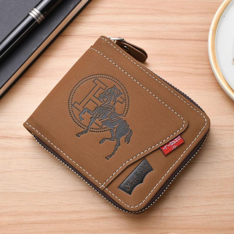 Ví nam, Thiết kế in ngắn, Dung lượng lớn, Gấp tiền xu và chủ thẻ, Làm bằng da PU, Ví