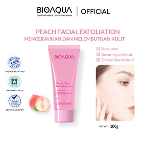 【BPOM】BIOAQUA Peach Clear Refreshing Gel 100g&eksfoliasi wajah Aloe/Peach Niacinamide Facial Exfoliating Gel deep peeling Brightening & Smooth peeling wajah mengelupas 100g