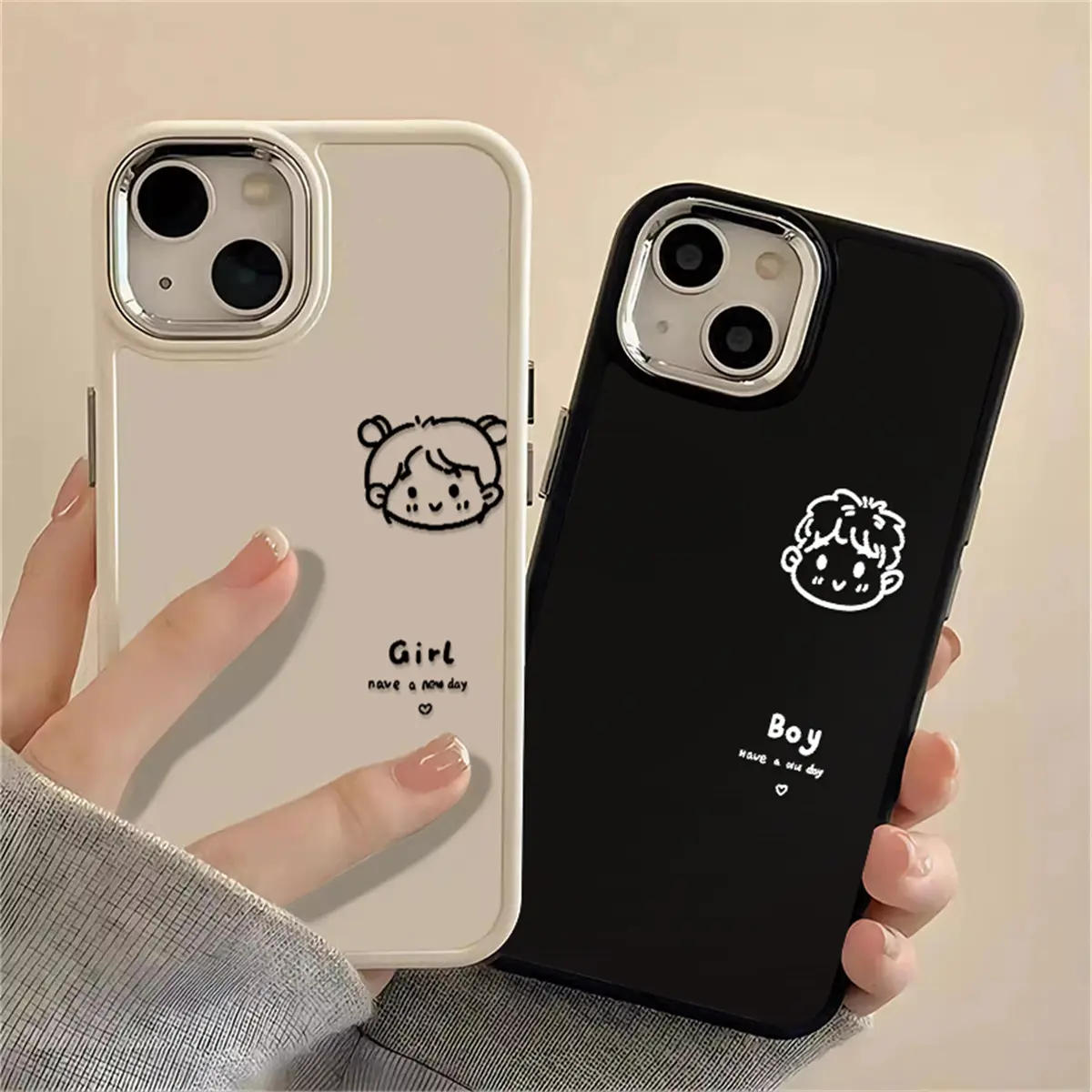Silicone phone case with soft TPU metal buttons for couples, girls and boys, compatible with iPhone 15, 14, 13, 12 Pro Max, XS, X, XR, 8 + 7 plus, shockproof casing, cell fixing casing protectors