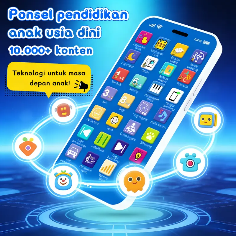 Mainan Bayi Ponsel Pendidikan Musik Lampu Sentuh Belajar Bahasa Inggris Angka Huruf Cerita Hewan Piano Tidur Cerdas Interaktif 28 Fungsi 10000 Konten Hadiah Ulang Tahun Anak Balita Perempuan Laki Laki Modern Lucu Ceria (COD)