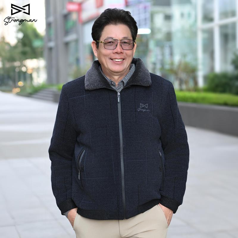 Live Áo Khoác Lót Lông Cừu STRONGMAN Trung Niên Nam Cho Ông Và Bố - Sang Trọng Siêu Dày Dặn