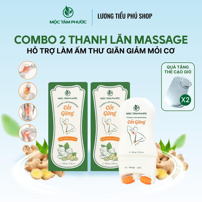   Combo 2  Thanh Lăn Massage Cốt Gừng 100ml  - Hỗ Trợ Cải Thiện Nhức Mõi Thư Giãn Cơ  Tặng 2 Thẻ Cạo Gió  