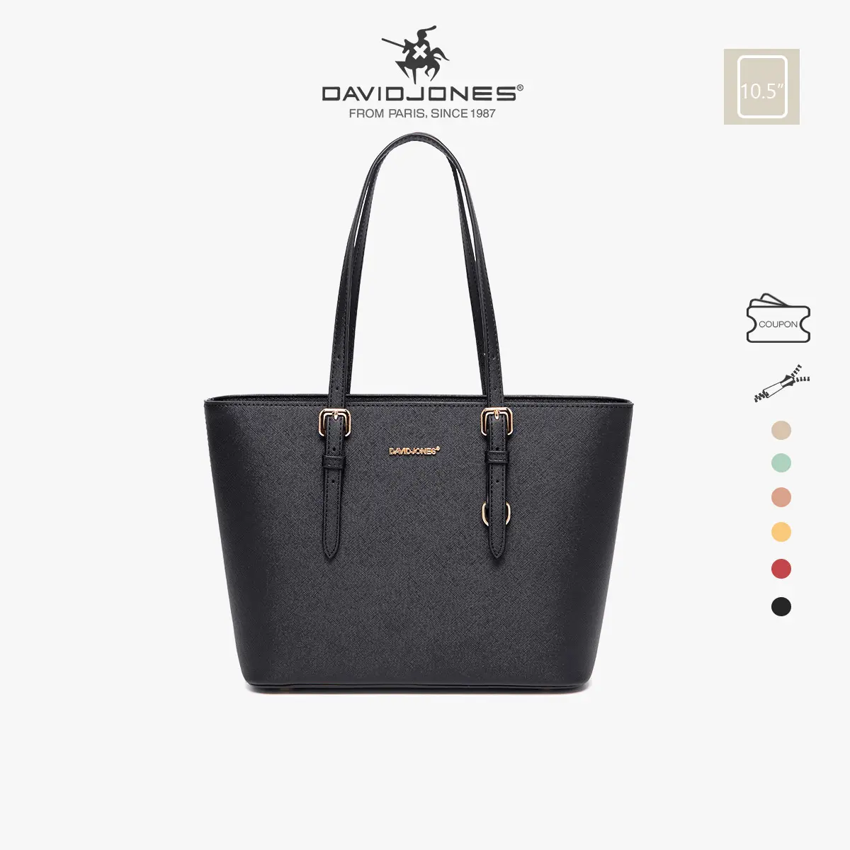 DavidJones Women's Medium PU Leather Tote Shoulder Bag CH21088-SG
