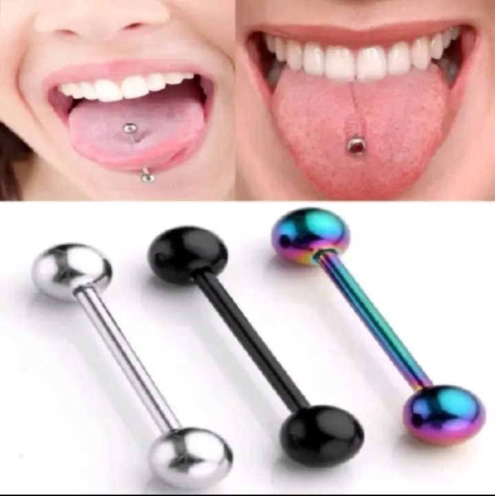 tindik barbel bola/ piercing lidah