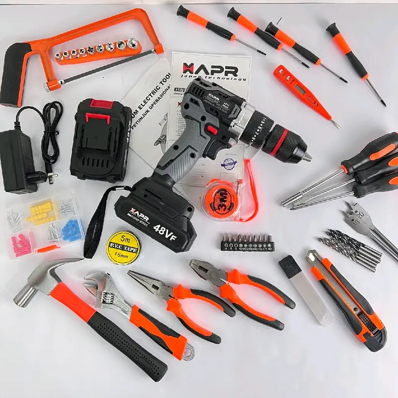 APR raja bor cordless type AP17 48v brushless mesin bor baterai drill impact 13mm keyless chuck auto lock metal beton besi kayu sekrup baja ringan 1