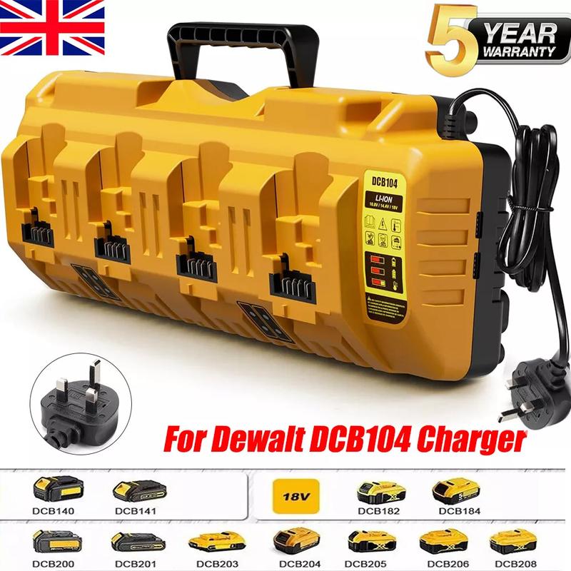 4-Port DCB104 Fast Charger For Genuine DEWALT 12V/20V Lithium DCB205 XR Battery 0