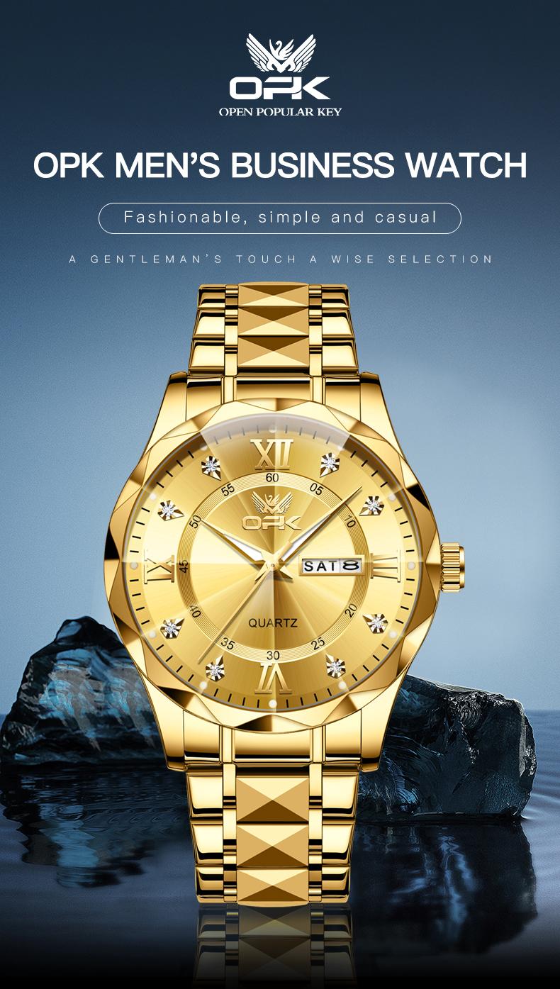 Product Introduction of 【1 year warranty】OPK Đồng hồ nam chống nước nguyên bản bằng thép không gỉ  Watch 6023 Metal Material round Watch Waterproof original in stock many colors to choose from free box 0
