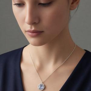 Lavender Purple Simulated Diamond Silver Necklace, Model “Lin Ming” | Light Luxury Style Jewelry