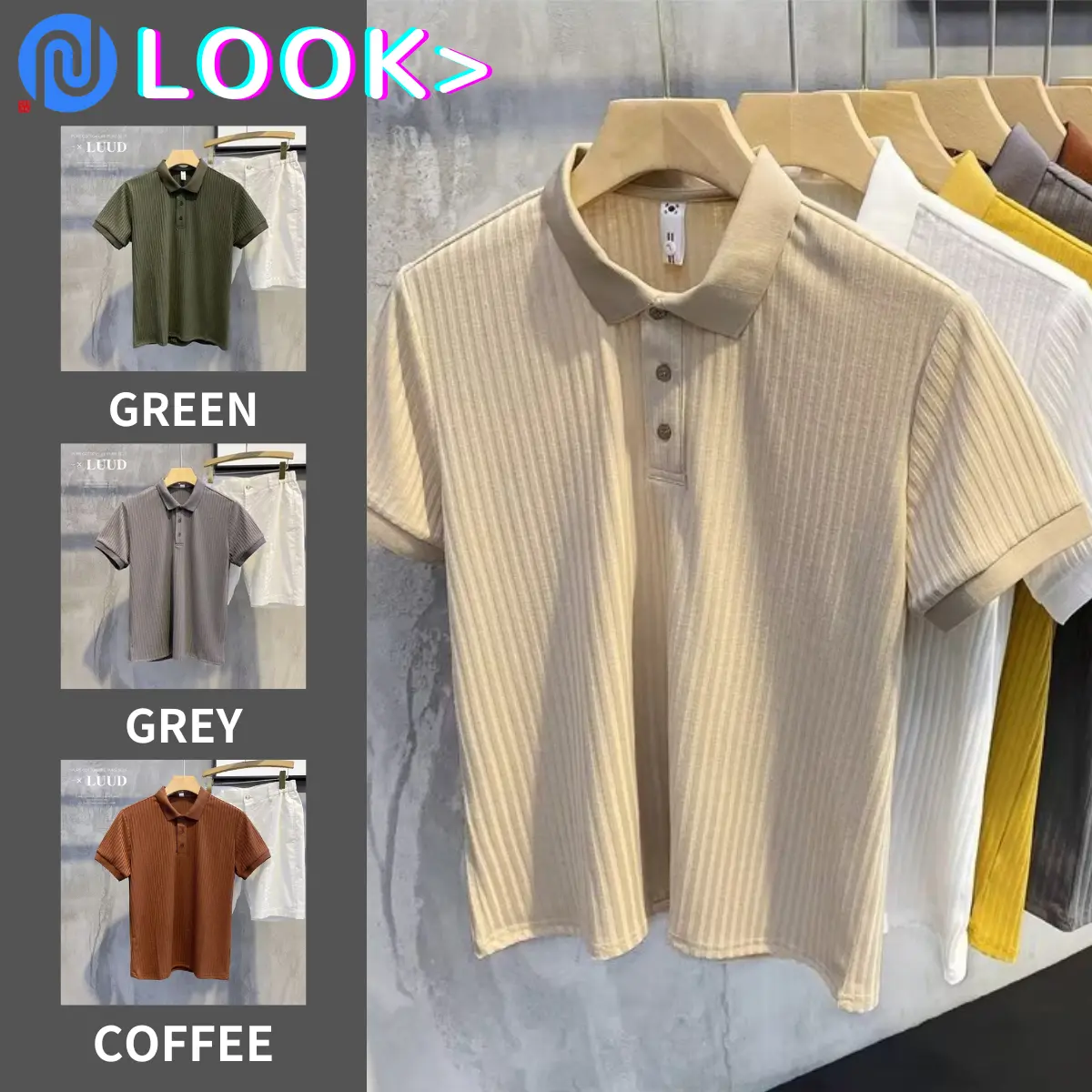 2024 new POLO shirt men's short-sleeved t-shirt summer tide high-end solid colour men's lapel half-sleeved tops Menswear Lingerie