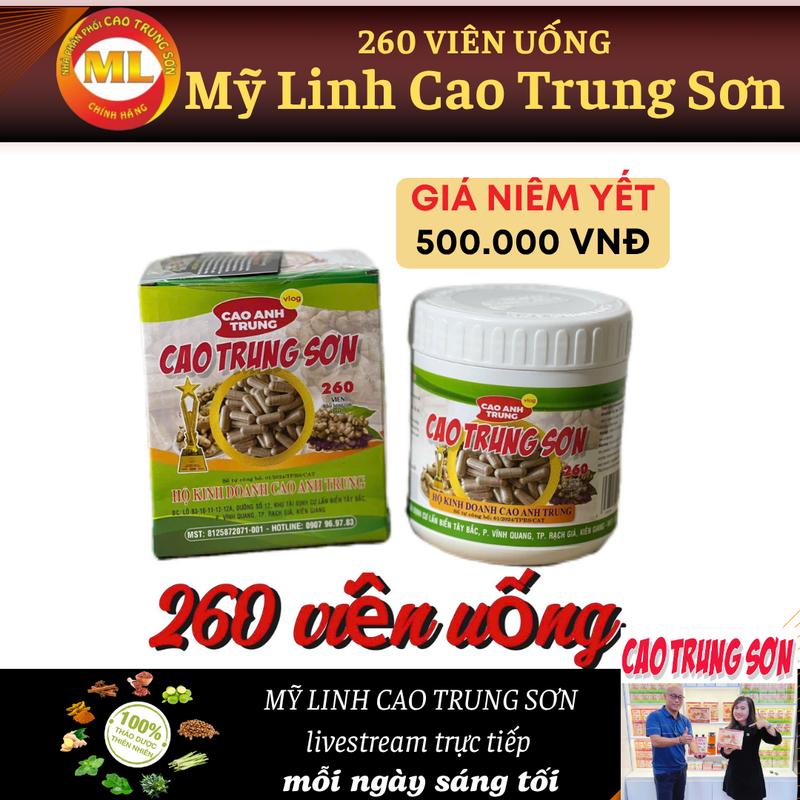 260 viên Mỹ Linh Cao Trung Sơn  - thành phần 100% từ thiên nhiên gồm củ ngải đen và củ ngải chống độc - sử dụng tầm 1 tháng