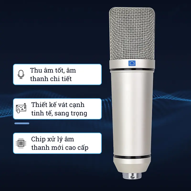 [SIBORIE] [TIẾNG VIỆT] Bộ SoundCard (H500 + MIc U87) Hát livestreams cao cấp , thu âm , karaoke tại nhà  ,  đi kèm đầy đủ dây chuyển đổi , tai nghe , giá đỡ Mic hỗ trợ Android và IP blutooh 6