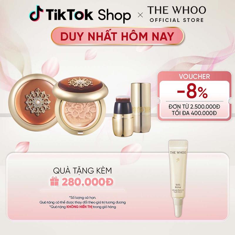 THE WHOO OFFICIAL Phấn nước trang điểm chống lão hóa The Whoo Cheon Gi Dan Essence Cushion SPF50+ PA+++