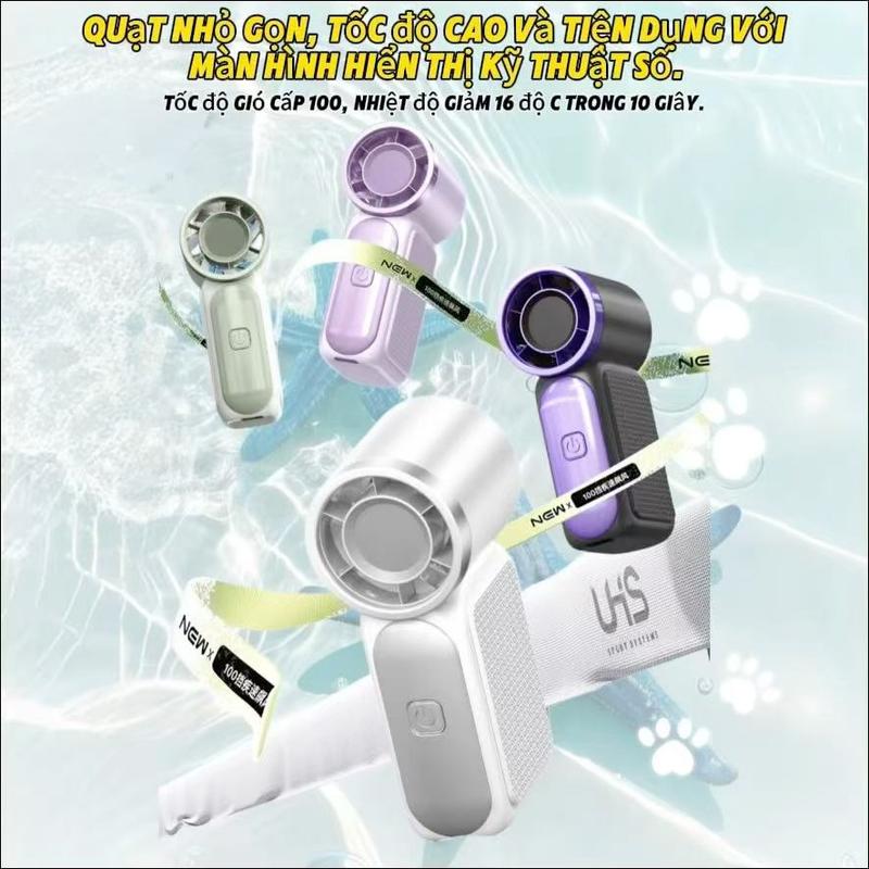 Quạt Cầm Tay Mini Công Suất Cao - Pin 4000mAh Thời Lượng Dài, 3 Tốc Độ Gió Điều…