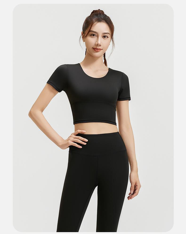 Product Introduction of CHICHI Short-sleeve Slimming Nude Back Yoga Sports Vest High Elasticity Chest Pad Tennis Fitness Women Bra-free Tight Running Cycling Climbing Gym Dance Training 14