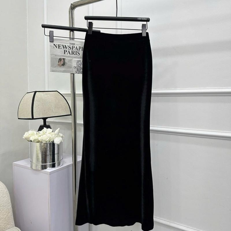  Chân Váy Nhung Đuôi Cá Dáng Dài Cạp Chun Cv 