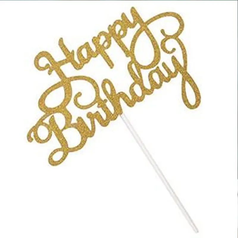 Balonasia Cake Topper Happy Birthday Love Paper Glitter Kue 0