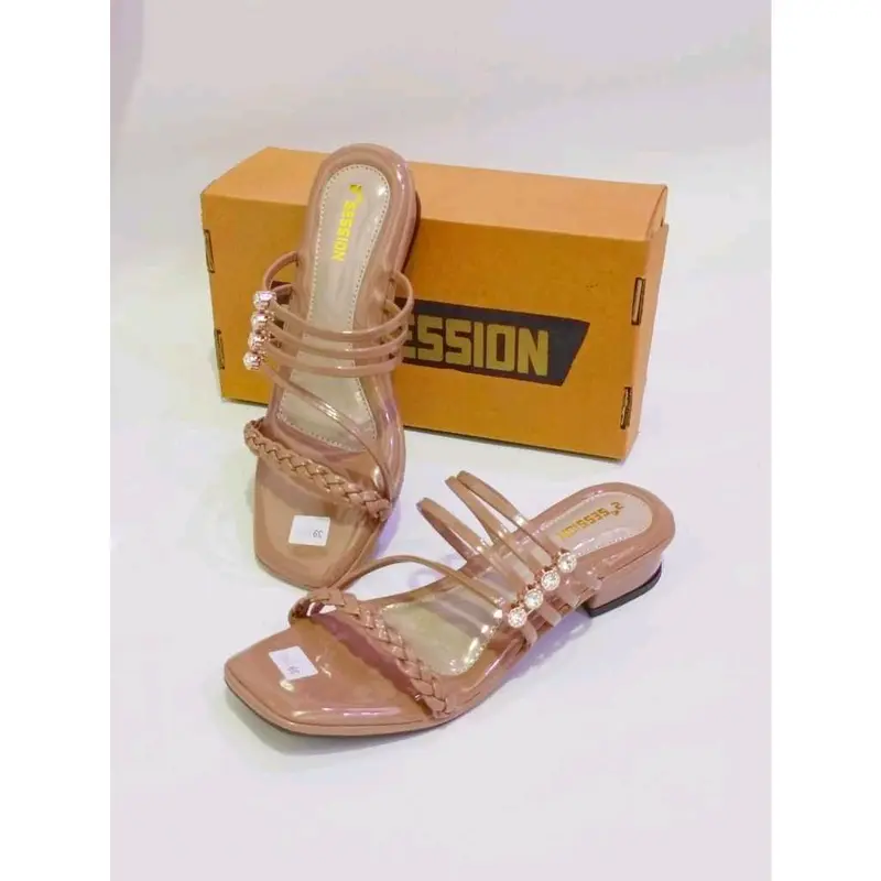 Sandal Heels 3cm Hak Tahu / Pesta / Wisuda Terbaru 2024 Kekinian Sendal Wanita Shoes 0