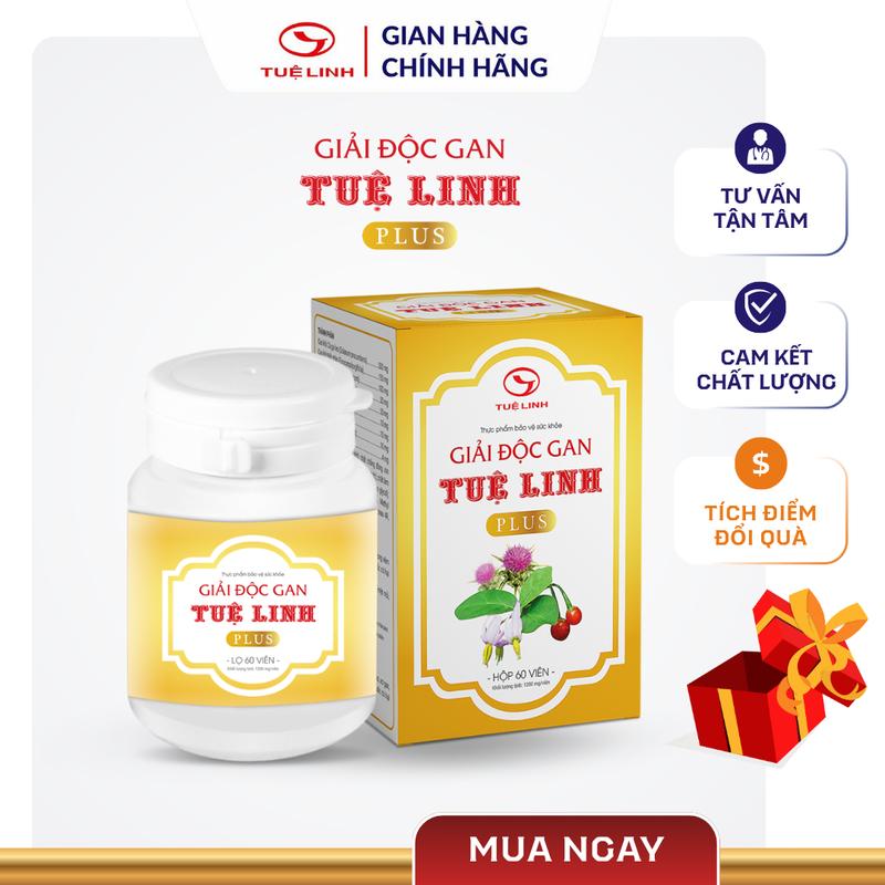  Giải độc gan Tuệ Linh PLUS  Chính hãng  - Giải độc gan hạ men gan hỗ trợ viêm gan virus xơ gan - Hộp 60 viên 