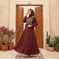 Gambar Gamis Trend Terbaru Motif Tenun Dress Kondangan Mewah Elegan - Shirin Zein Sabrina Seies - Maroon, S dari Shirin Zein Store Kab. Pati 2 Tokopedia
