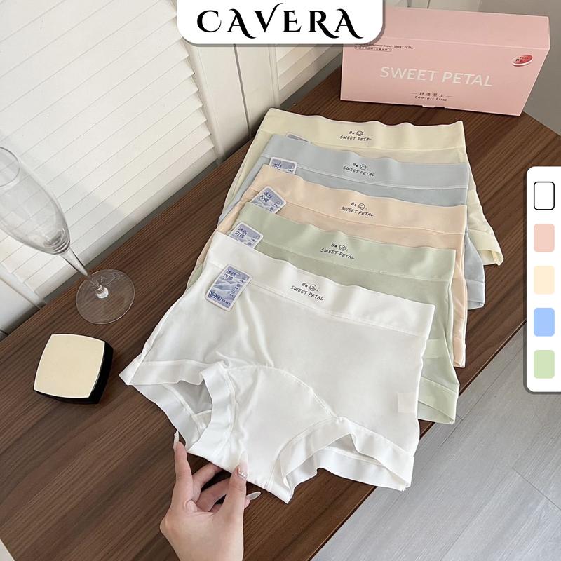 Hộp 5 Quần Lót Nữ Su Lụa Cao Cấp, Mềm Mịn Cạp Cao Co Dãn Thoải mái, Quần Lót Boxer Nữ Màu Sắc Xinh Kháng Khuẩn CAVERA CA-8058