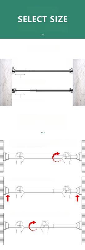 Product Introduction of Punch-Free Telescopic Rod Installation-Free Clothing Rod Stainless Steel 304 Pendant Bedroom Curtain Hanging Rod Shower Curtain Rod Rod Rod Jackstay 12