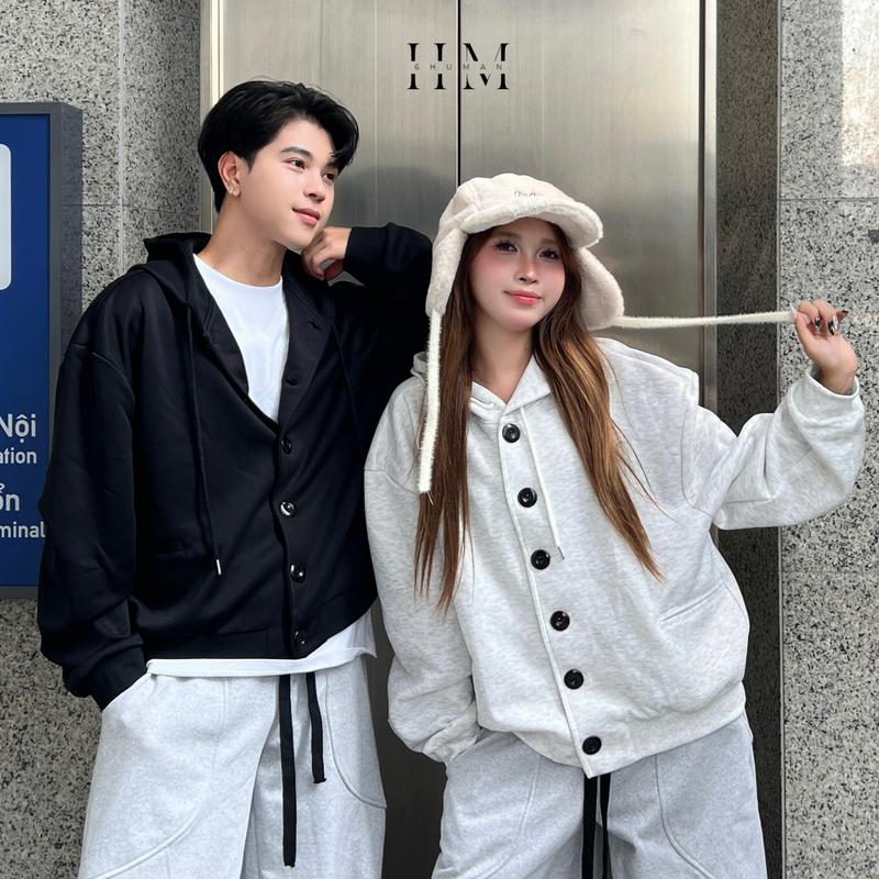 Áo Khoác Hoodie Cardigan Form Boxy Túi Xẻ Vải Nỉ 2 Da Dày Dặn Unisex Basic SIXHUMAN HMH01 sweater nam