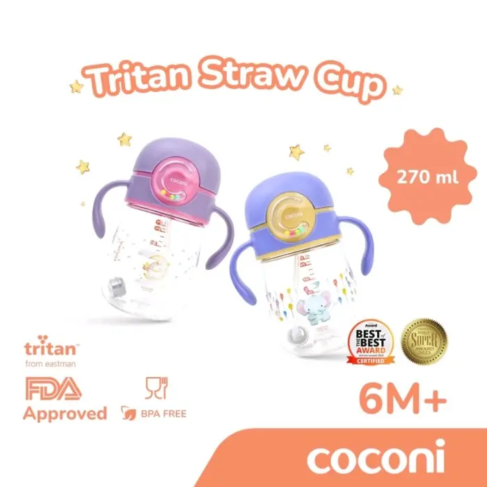 COCONI TRITAN  BlOTTLE 270ML / BOTOL MINUM BAYI ANAK DENGAN PEMBERET 360 BPA FREE
