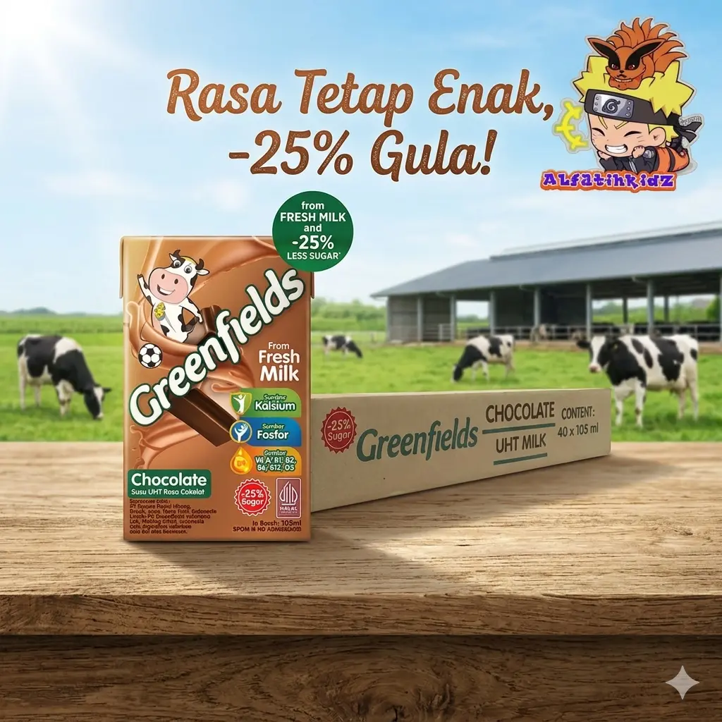 Greenfields UHT Cokelat isi 40 Pcs @ 105ml | Karton