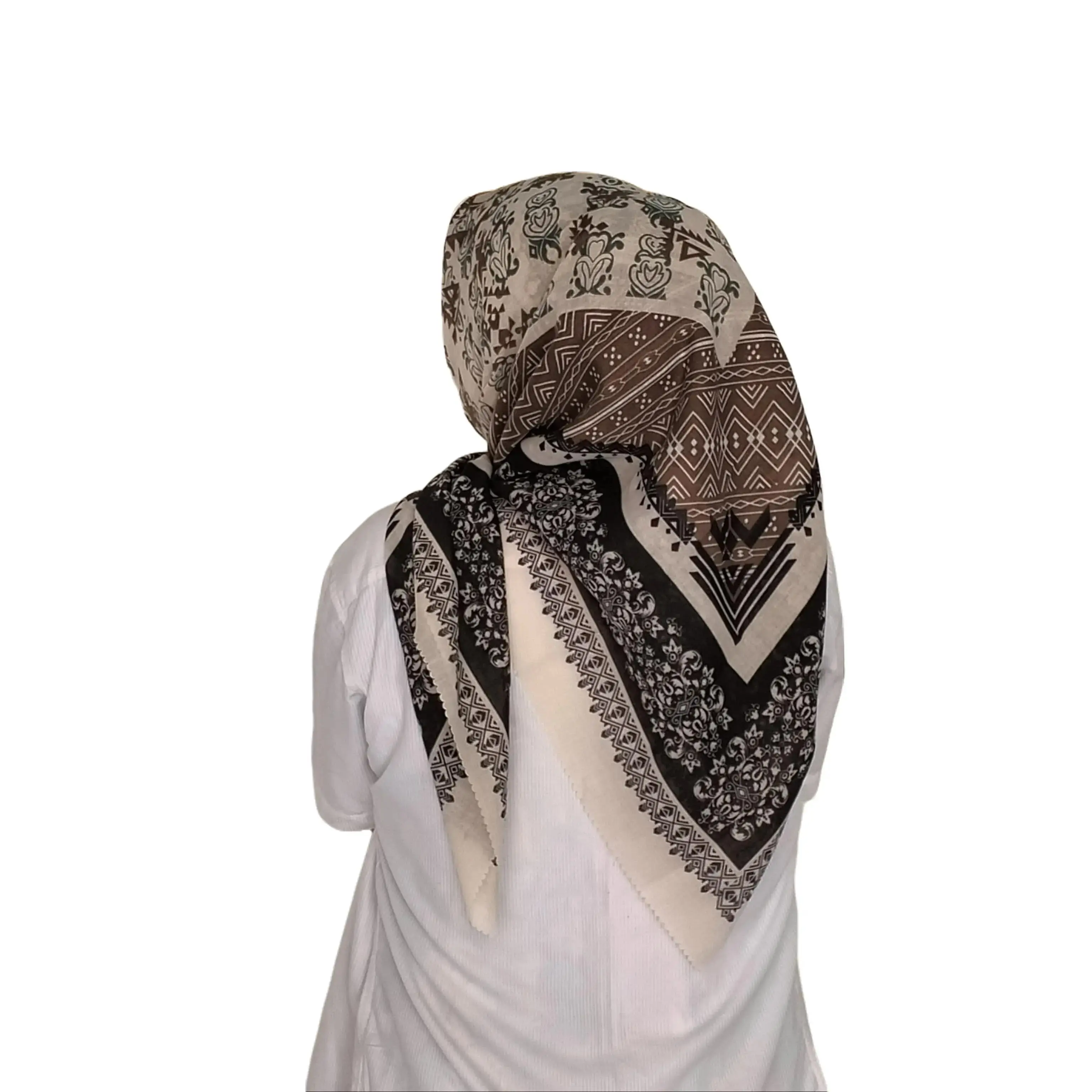Jilbab Segi Empat Motif Terbaru Fashion Square Kerudung Voal Katun Muslim Mewah Printing