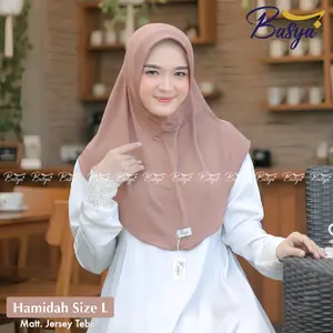 [BASYA] BERGO HAMIDAH L••Jilbab instan sekolah••Kerudung instan Jersey•jilbab bergo instan• bergo  hamidah