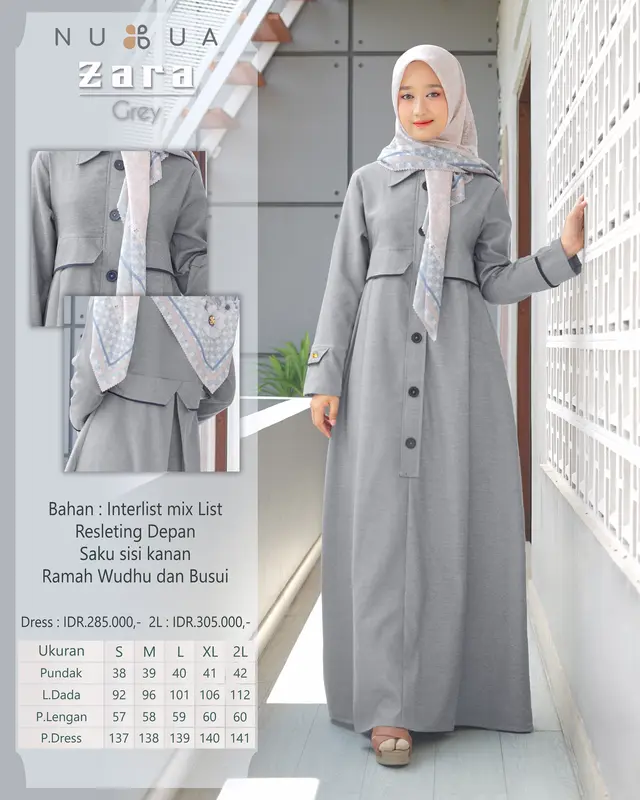 Gamis Zara Katun by Nubua.  Polos Interlist 5